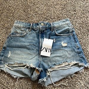 Zara High Rise denim shorts NWT